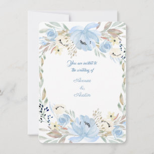 Peony Flower Powder Blue Watercolors Invitation