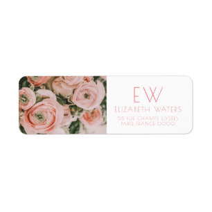 PEONY FLOWER RETURN ADDRESS LABELS