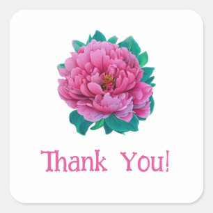 Peony Flower Square Sticker