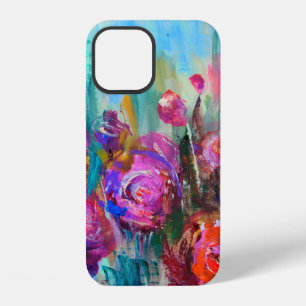 Peony flowering shrub, modern paintings, oil on ca iPhone 12 case