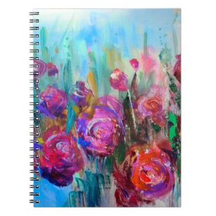 Peony flowering shrub, modern paintings, oil on ca notebook