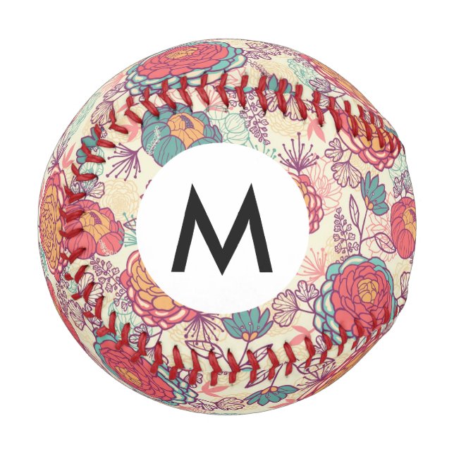 Peony flowers and leaves pattern baseball (Front Left)