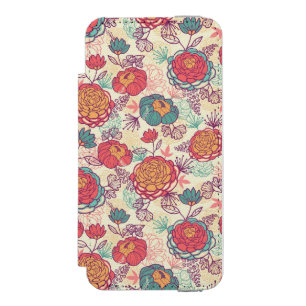 Peony flowers and leaves pattern incipio watson™ iPhone 5 wallet case