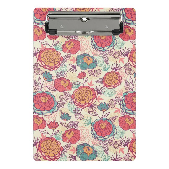 Peony flowers and leaves pattern mini clipboard (Front)