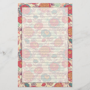 Peony flowers and leaves pattern stationery