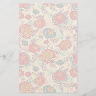 Peony flowers and leaves pattern stationery