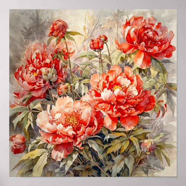 Peony Flowers Art Print  (Front)