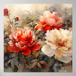Peony Flowers Art Print 