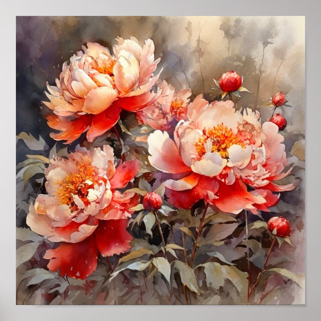 Peony Flowers Art Print  (Front)