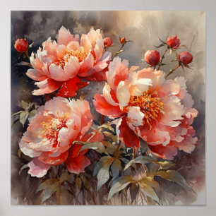 Peony Flowers Art Print 