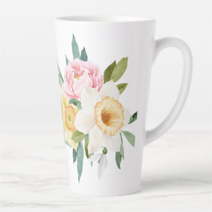 Peony Flowers Bouquet Latte Mug