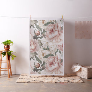 Peony Flowers in Blush, Cream and White Colours Fabric