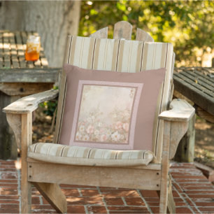 Peony flowers mocha mousse floral pattern cushion