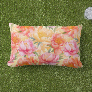 Peony Flowers Outdoor Accent Pillow