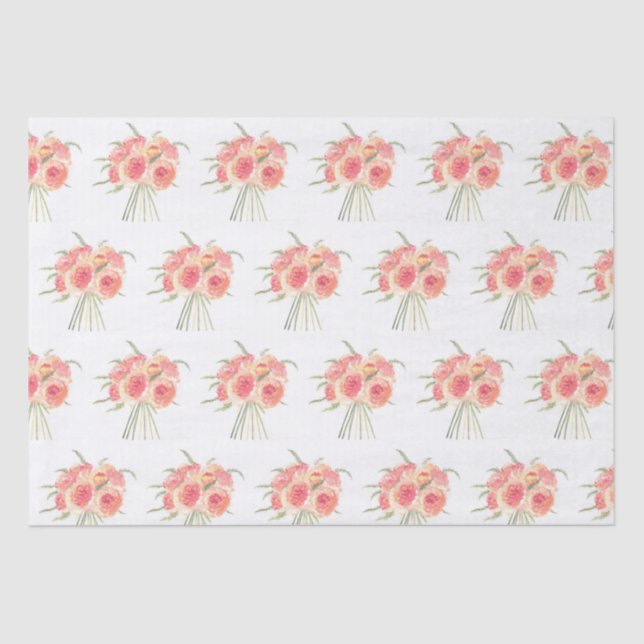 Peony flowers pastel Watercolor rustic wedding Tissue Paper (Front)