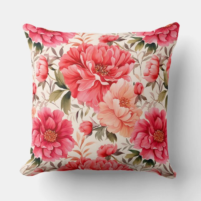Peony Flowers Pillow (Front)