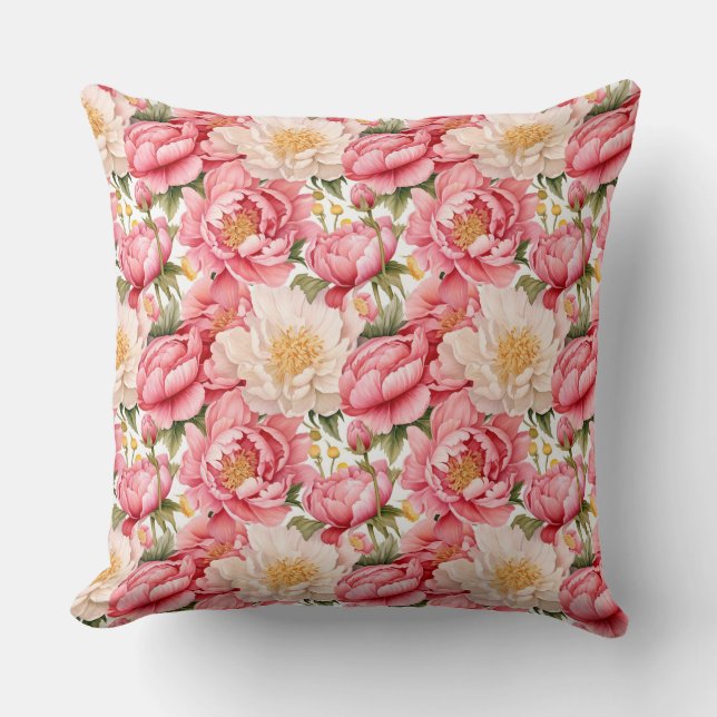 Peony Flowers Pillow (Front)