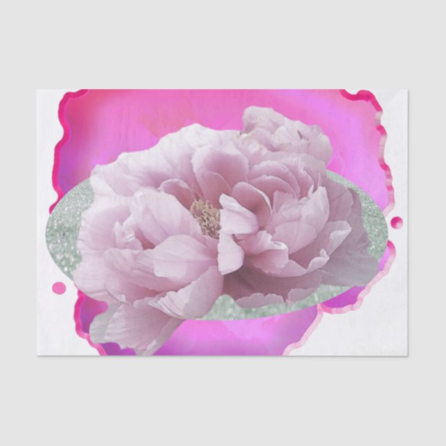 Peony Flowers Pink Tissue Paper (Front)