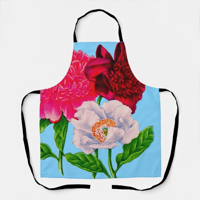 peony flowers print apron (Front)