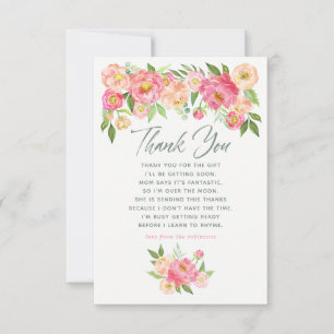 Peony flowers Spring Baby Shower Thank You
