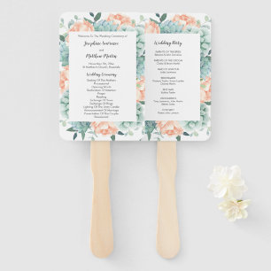 Peony Flowers Succulents Wedding Program Hand Fan
