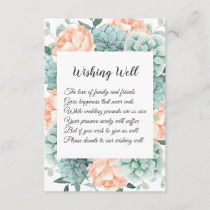 Peony Flowers Succulents Wedding Wishing Well Enclosure Card