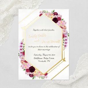 Peony Foil Wedding Invite 