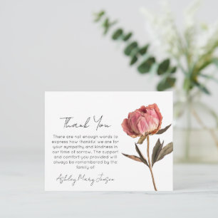 Peony Funeral Thank You Card Bereavement 