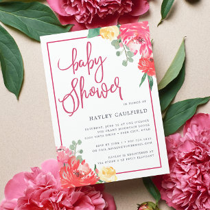 Peony Garden   Baby Shower Invitation