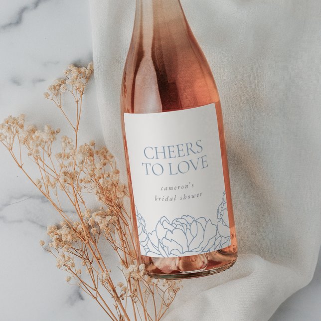 Peony Garden Bridal Shower "Cheers to Love" Wine Label (Creator Uploaded)
