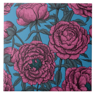 Peony garden ceramic tile