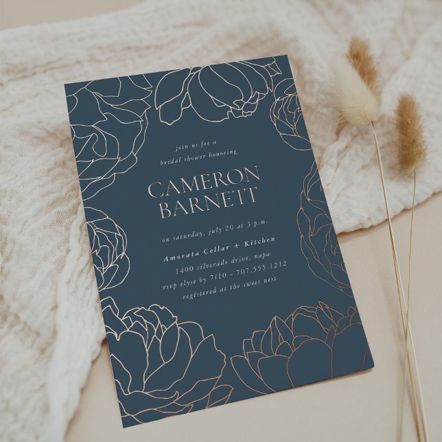 Peony Garden Dark Dusty Blue Floral Bridal Shower (Creator Uploaded)