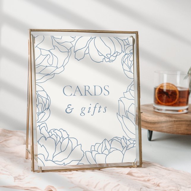 Peony Garden Dusty Blue Floral Cards & Gifts Poster (Creator Uploaded)