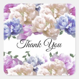 Peony Garden Flowers Thank You Round Sticker
