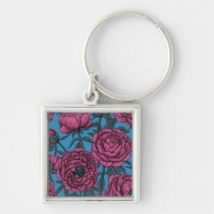 Peony garden key ring