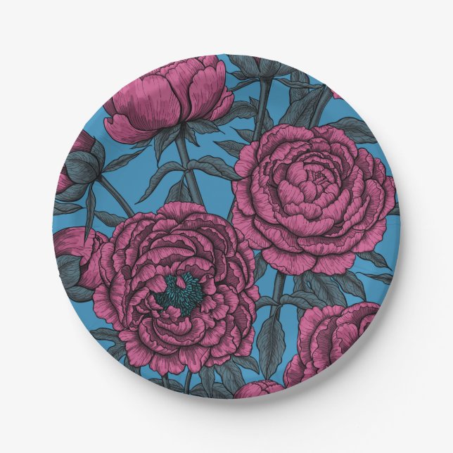 Peony garden paper plate (Front)