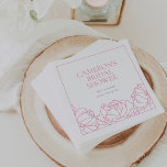 Peony Garden Pink Floral Bridal Shower Napkin<br><div class="desc">Perfect for spring or summer garden bridal showers,  this elegant floral peony bridal shower design features a border of pink peony flower outline illustrations along the bottom. Personalise these bridal shower napkins with your event name,  the date,  and year.</div>