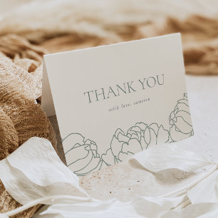 Peony Garden Sage Green Floral Thank You Card