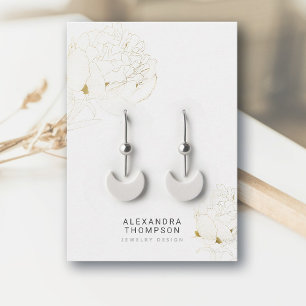 Peony *Gold Modern Floral Sketch Jewellery Display Business Card