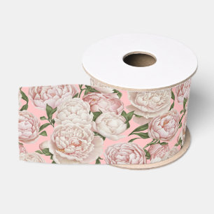 Peony Grace Elegant Floral Art Grosgrain Ribbon