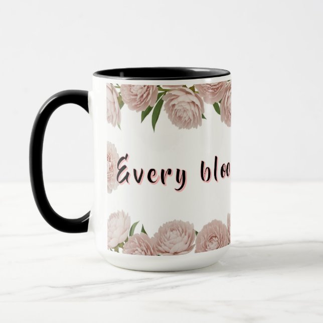 Peony Grace Elegant Floral Art  Mug (Left)