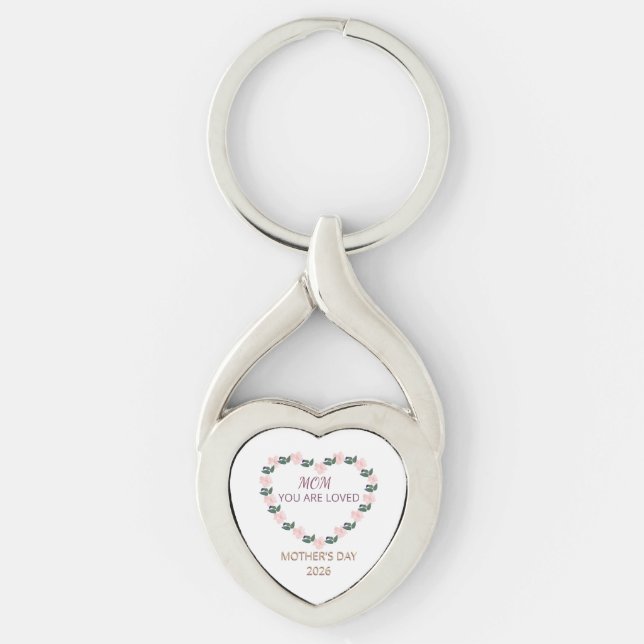 Peony Heart Emblem for Mum Key Ring (Front)