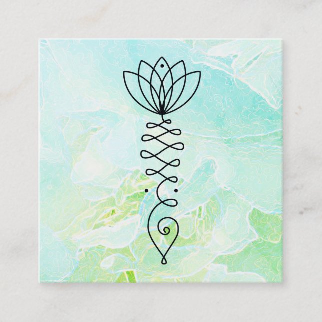 *~* Peony Heart Lotus Yoga Healer Massage Reiki Square Business Card (Front)