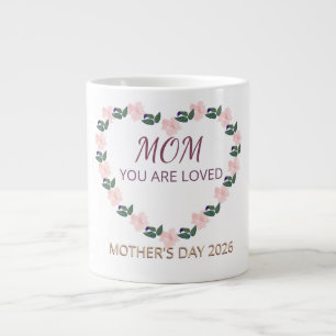 Peony Heart Morning Love for Mom Large Coffee Mug