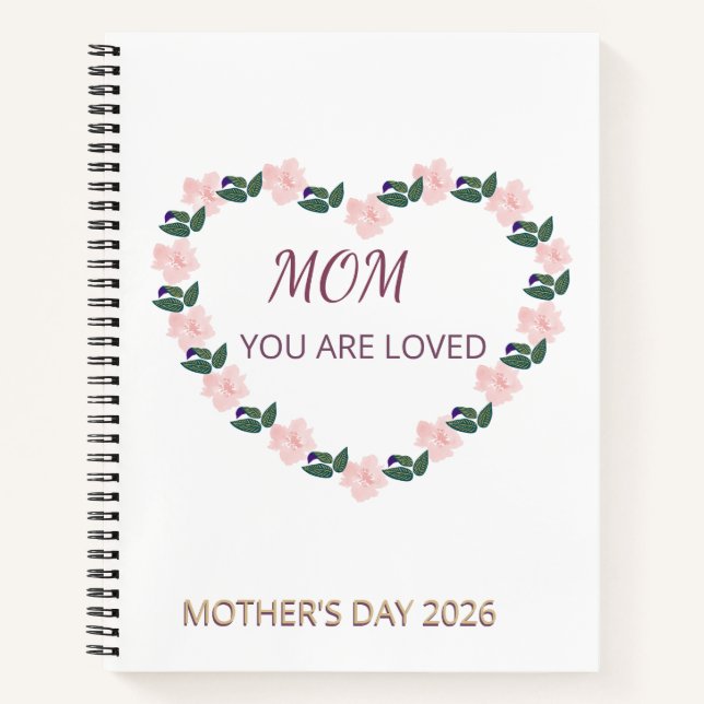 Peony Heart Reflections for Mum Notebook (Front)