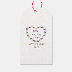 Peony Heart Warm Wishes for Mum Gift Tags