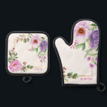 Peony Hebrew Name Oven Mitt   Pot Holder Set<br><div class="desc">A beautiful and practical gift for your favourite Jewish Chef! This pot holder set includes Hebrew Personalisation. [Just set your keyboard input to HEBREW and type]. Perfect as a unique Bridal Shower, Teacher appreciation, Mother's Day or anytime gift. This popular Peony Floral Design coordinates with our matching Challah Dough covers....</div>