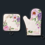 Peony Hebrew Name Oven Mitt   Pot Holder Set<br><div class="desc">A beautiful and practical gift for your favourite Jewish Chef! This pot holder set includes Hebrew Personalisation. [Just set your keyboard input to HEBREW and type]. Perfect as a unique Bridal Shower, Chanukah, Teacher appreciation, Mother's Day or anytime gift. This popular Peony Floral Design coordinates with our matching Challah Dough...</div>