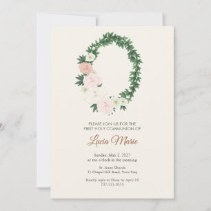Peony Hellebore First Communion Invitation