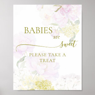 Peony Hydrangea Baby Shower Babies are Sweet  Poster